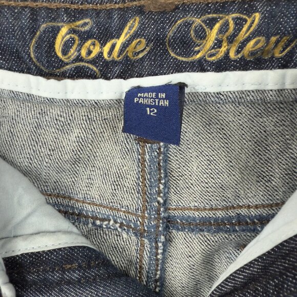 CODE BLEU Flare Jeans Size 12 Dark Wash Studded Back Pockets Bootcut - Picture 9 of 16